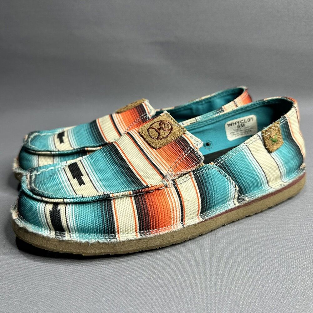 Twisted X Hooey Shoes Size 6M Striped Southwestern Print Slip On Comfort Flats